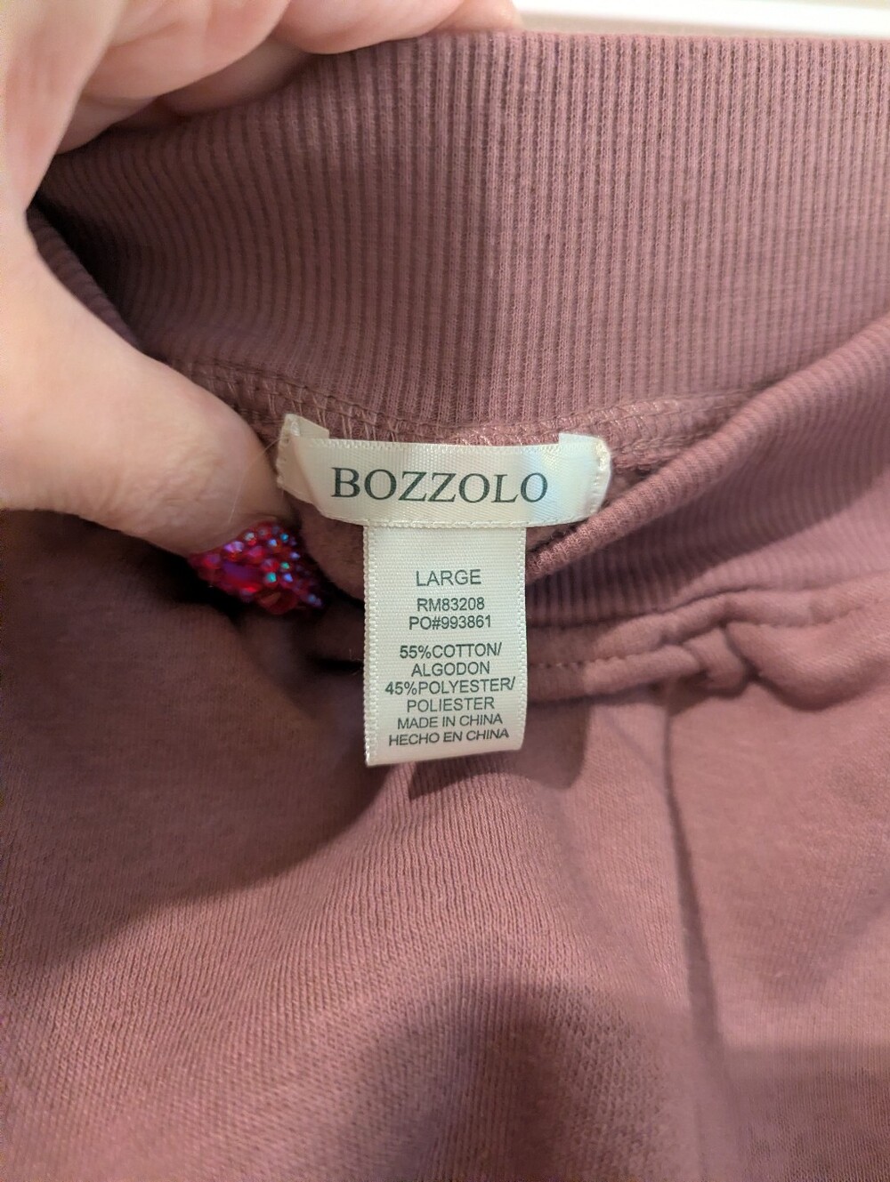 Bozzolo Mauve Fleece Lounge Set Size Large NWOT Sweatshirt & Jogger Sweater Set - Picture 7 of 7